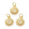 Brass Cubic Zirconia Charms ZIRC-C022-21G-2