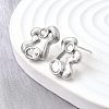 Brass Micro Pave Clear Cubic Zirconia Stud Earrings EJEW-V011-06P-2