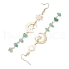 Natural Mixed Stone Moon Dangle Earrings EJEW-JE06052-4