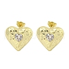 Heart Texture Brass Micro Pave Cubic Zirconia Stud Earrings for Women EJEW-E312-07G-1