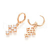 Cross Brass Micro Pave Cubic Zirconia Dangle Leverback Earrings EJEW-N058-17A-G-3
