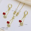 Brass Micro Pave Cubic Zirconia Pendant Necklaces & Hoop Earrings Sets FS-WGB514D-04-1