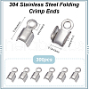 SOFPLATE 300pcs 304 Stainless Steel Folding Crimp Ends STAS-SP0001-75-2