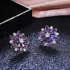 Brass Cubic Zirconia Stud Earrings WG5F7F0-08-1