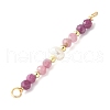 Faceted Round Natural Ruby & Pink Tourmaline & Potato Natural Cultured Freshwater Pearl Beaded Connector Charms PALLOY-JF03531-09-3