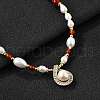 Mother's Day Jewellery Brass Glass & Pearl Teardrop Pendant Necklaces NJEW-P325-01G-1
