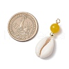 Natural Cowrie Shell & Natural Dyed Malaysia Jade Round Pendants PALLOY-JF03832-01-2
