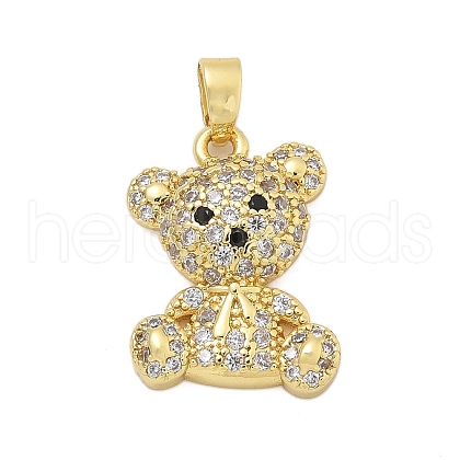 Brass Micro Pave Clear Cubic Zirconia Pendants KK-L234-01G-1