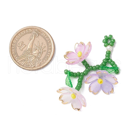Acrylic Flower Pendants PALLOY-TA00252-03-1