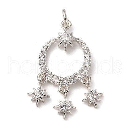 Brass Micro Pave Cubic Zirconia Pendants KK-D378-14S-1