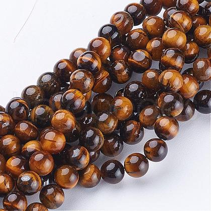 Natural Tiger Eye Beads Strands GSR6mmC014-1