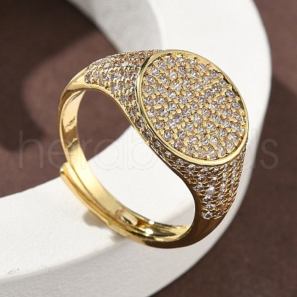 Brass Micro Pave Cubic Zirconia Cuff Rings for Women RJEW-A069-13G-03-1