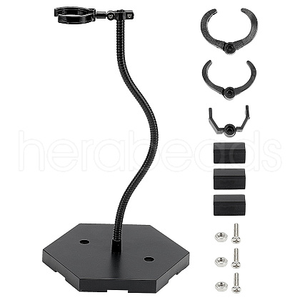 Plastic Minifigures Display Stands with Adjustable Snake Bone Bracket ODIS-WH0070-75A-1