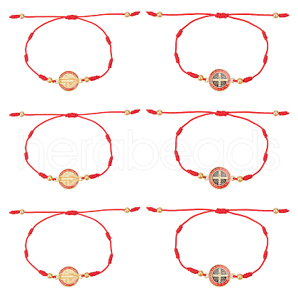 ANATTASOUL 6Pcs Saint Benedict Medal Alloy Link Bracelets Set BJEW-AN0001-68-1