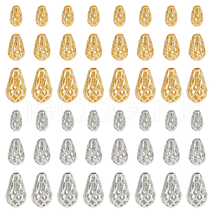   48Pcs 6 Styles Brass Hollow Spacer Beads KK-PH0006-25-1