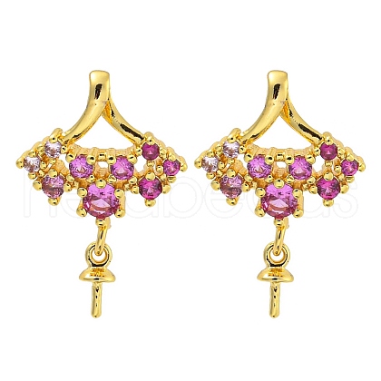 Rack Plating Brass Micro Pave Clear Cubic Zirconia Studs Earrings Finding KK-T072-13G-1