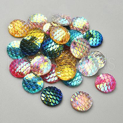 30Pcs 6 Colors Resin Cabochons CRES-YW0001-25-1