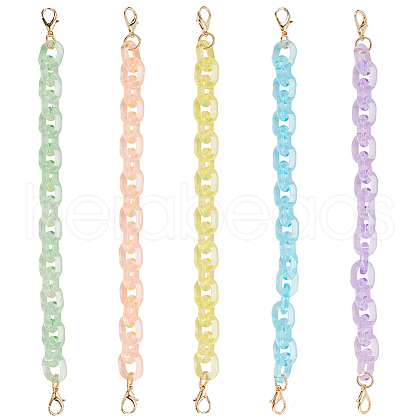 WADORN 5Pcs 5 Colors Transparent Acrylic Cable Chain Bag Straps DIY-WR0002-47-1