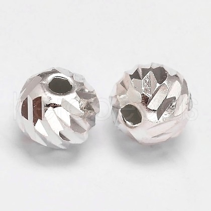 Fancy Cut Faceted Round 925 Sterling Silver Beads STER-F012-11B-1