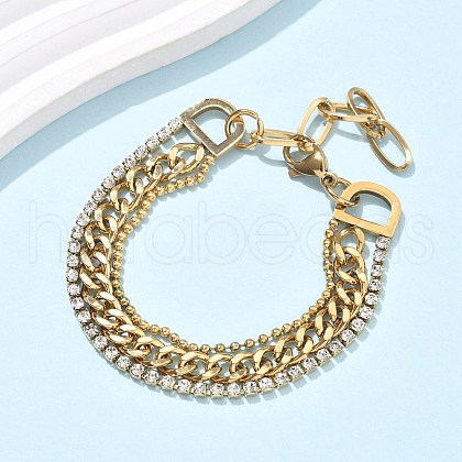 304 Stainless Steel Multi-strand Bracelets BJEW-C103-01G-1