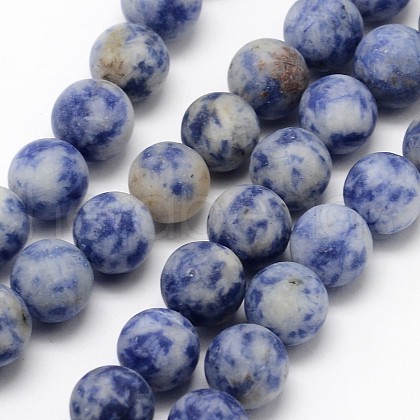 Natural Blue Spot Jasper Round Bead Strands G-D679-4mm-1