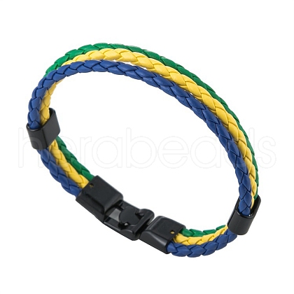 PU Leather Triple Layer Multi-strand Bracelets PW-WG47313-02-1