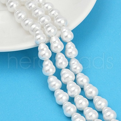 Electroplate Porcelain Imitation Pearl Baroque Beads Strands BSHE-Z009-06-1