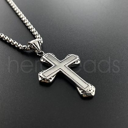 Cool Men's Cross Stainless Steel Pendant Punk Necklaces CM3721-1