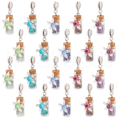   20Pcs Mixed Gemstone European Dangle Charms FIND-PH0020-43-1