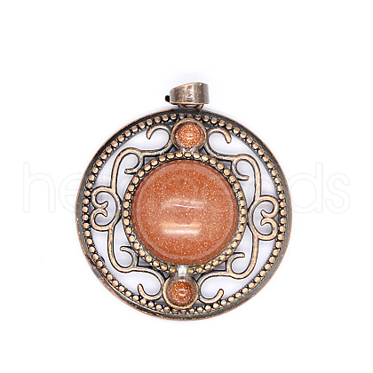 Retro Hollow Synthetic Goldstone Pendants PW-WG205B0-10-1