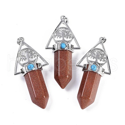 Synthetic Goldstone Faceted Pointed Bullet Big Pendants G-H076-02P-012-1
