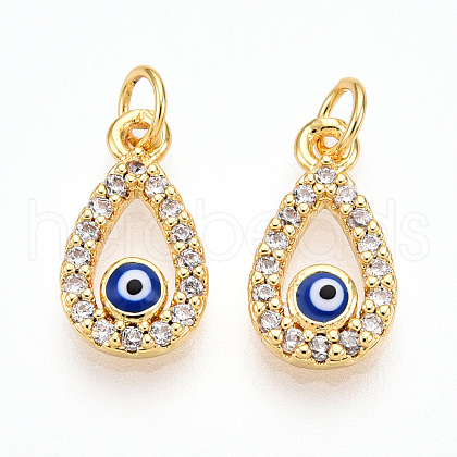 Brass Micro Pave Cubic Zirconia Charms KK-N257-14G-1
