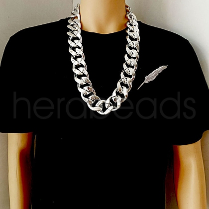 Unisex Thick CCB Plastic Cuban Link Chains Necklaces NJEW-V006-02P-1