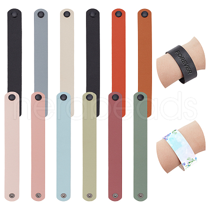 ANATTASOUL 12Pcs 12 Colors Flat PU Imitation Leather Cord Bracelets for Women Men BJEW-AN0001-83-1