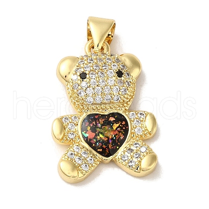 Rack Plating Brass Micro Pave Clear Cubic Zirconia Pendants KK-P268-05A-G03-1
