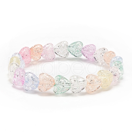 Candy Color Acrylic Heart Beaded Stretch Bracelet for Women BJEW-JB08240-1