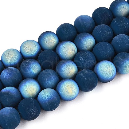 Frosted Opaque Glass Beads Strands GLAA-T032-P10mm-MBB14-1