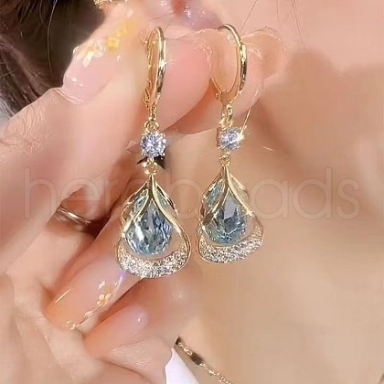 Teardrop Alloy Rhinestone Hoop Earrings FS-WG8F333-02-1