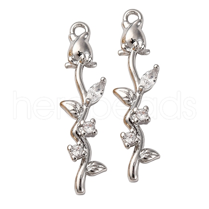 Brass Micro Pave Clear Cubic Zirconia Pendants KK-Z112-43P-1
