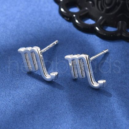 S925 Sterling Silver Stud Earrings EJEW-K303-01S-08-1