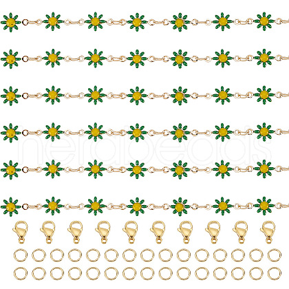 ARRICRAFT DIY Flower Brass Enamel Link Chains Bracelets/Necklaces Making Finding Kits DIY-AR0004-11-1