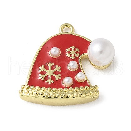 Christmas Brass Enamel Pendants KK-P290-06B-G-1