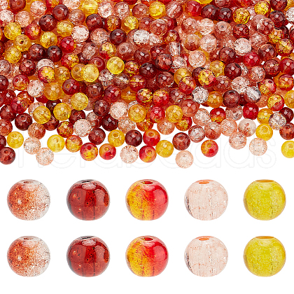   500Pcs 5 Colors Transparent Spray Painted Crackle Glass Beads CCG-PH0001-16-1