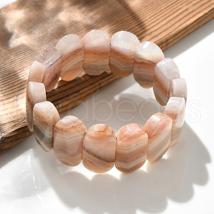 Oval Natural Lace Agate Beads Stretch Bracelets for Women Men BJEW-C097-04B-1