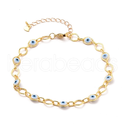 Brass Horse Eye Link Chains Anklets AJEW-AN00326-1