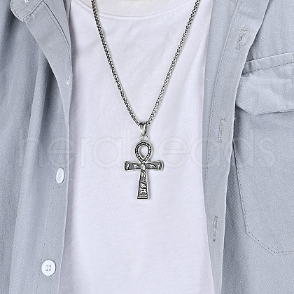 Egyptian Ankh Cross 304 Stainless Steel Pendant Necklaces FS-WGB3CB3-01-1