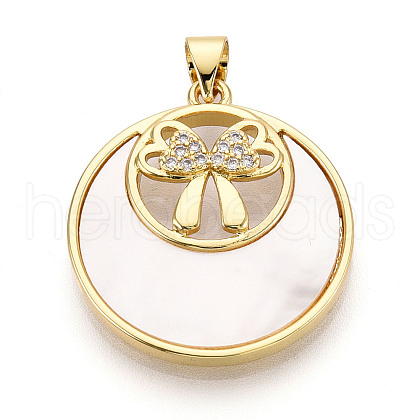 Brass Micro Pave Clear Cubic Zirconia Pendants KK-N268-62G-1