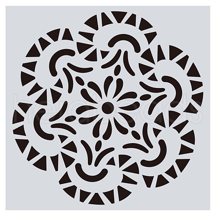 Flower Pattern Eco-Friendly PET Plastic Hollow Painting Silhouette Stencil DRAW-PW0008-02G-1