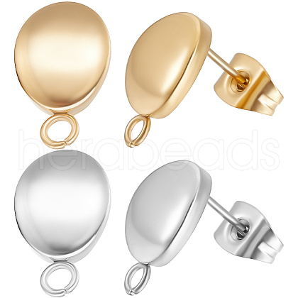 Beebeecraft 60Pcs 2 Colors 304 Stainless Steel Stud Earring Findings STAS-BBC0005-65-1
