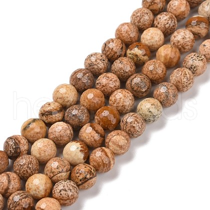 Natural Picture Jasper Beads Strands G-E571-28B-1